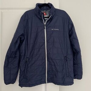 Columbia men’s Omni-heat navy blue full zipper puffer jacket coat size large